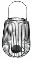Świeczniki - Świecznik lampion metalowy szkło loft czarny 29 cm - miniaturka - grafika 1