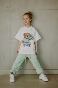 T-shirt oversize Funky Teddy cream - Koszulki dla chłopców - miniaturka - grafika 1