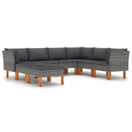 Meble ogrodowe - vidaXL 8-cz. zestaw wypoczynkowy do ogrodu, poduszki, rattan PE, szary 3059719 - miniaturka - grafika 1