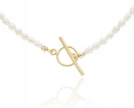 Naszyjniki - Złoty naszyjnik choker PERŁY NATURALNE SREBRO 925 KAMIEŃ NATURALNY - miniaturka - grafika 1