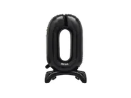 Balony i akcesoria - Balon foliowy stojący cyfra 0 czarny - 76 cm - 1szt. - miniaturka - grafika 1