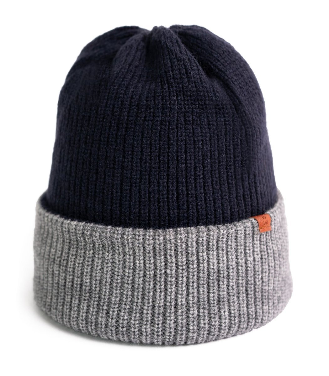 Czapka Damska Męska Młodzieżowa Beanie Podwijana Zimowa Dwustronna Ciepła