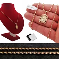 Biżuteria dla dzieci - ZŁOTY ŁAŃCUSZEK SINGAPUR 60 CM+MEDALIK MATKA BOSKA - miniaturka - grafika 1