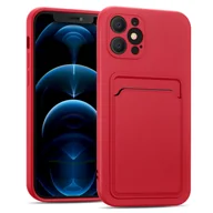 Etui i futerały do telefonów - Etui na telefon komórkowy Apple iPhone 12 Pro Max silikonowe etui ochronne z kieszenią na kartę Slim Wallet Case, czerwone - miniaturka - grafika 1