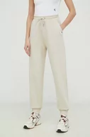 Spodnie damskie - Calvin Klein Jeans spodnie dresowe bawełniane kolor beżowy gładkie - miniaturka - grafika 1
