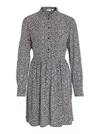 Koszulki i topy damskie - Vila Damska koszulka Vifini L/S Su-Noos Dress, Black/Aop: lilia, 42 - miniaturka - grafika 1