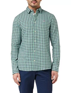 Tommy Jeans Męska koszula z długim rękawem Essential Check Slim Fit Casual Shirt, Zielony malachit/Multi Check, S - Koszule męskie - miniaturka - grafika 1