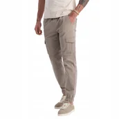 Spodnie męskie - Męskie spodnie JOGGERY zapinane kieszenie cargo beżowe V2 OM-PAJO-0123 L - miniaturka - grafika 1