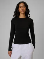 Koszulki i topy damskie - 4F Longsleeve slim gładki damski - czarny XS - miniaturka - grafika 1