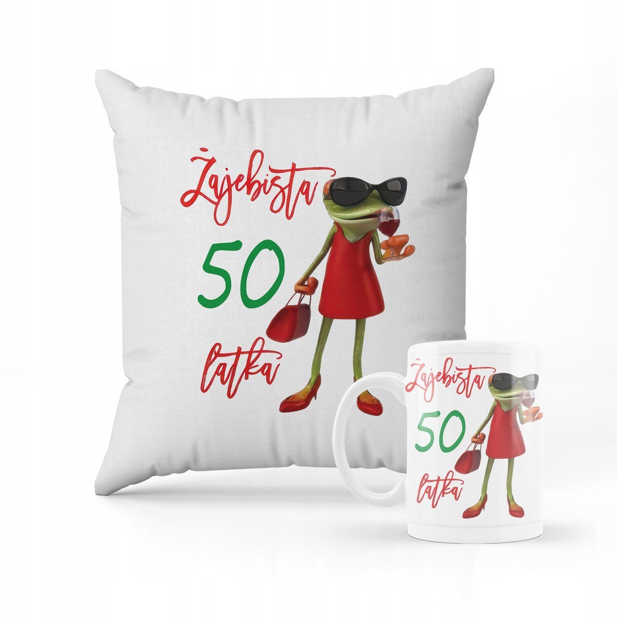 ZESTAW PODUSZKA + KUBEK Prezent na 50 urodziny + IMIĘ
