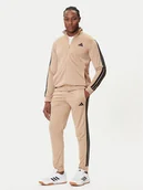 Dresy męskie - adidas Dres Basic 3-Stripes JX5501 Beżowy Regular Fit - miniaturka - grafika 1