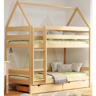 Dziecięce łóżko piętrowe domek 2-osobowe z szufladami, sosna - Zuzu 4X 180x80 cm - Łóżka dla dzieci i młodzieży - miniaturka - grafika 1