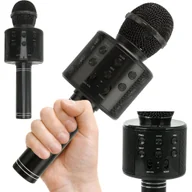 Instrumenty muzyczne dla dzieci - Mikrofon bezprzewodowy bluetooth głośnik karaoke modulator głosu czarny - miniaturka - grafika 1