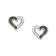 Kolczyki - Srebrne kolczyki z markazytami serca - miniaturka - grafika 1