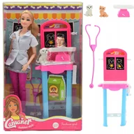 Lalki dla dziewczynek - LALKA TYPU BARBIE WETERYNARZ I ZWIERZAKI ZESTAW - miniaturka - grafika 1