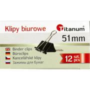 Przyborniki na biurko - Klip Titanum 51 mm czarny BC51) 12 szt [12 szt.] - miniaturka - grafika 1