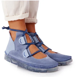 Damskie Skórzane Trzewiki Maciejka Niebieskie 04457-06 wielokolorowe - Półbuty damskie - miniaturka - grafika 1