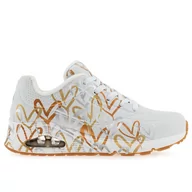 Sneakersy damskie - Buty Skechers Uno Metallic Love 155523WTGD - białe - miniaturka - grafika 1