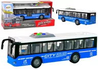 Samochody i pojazdy dla dzieci - Autobus Na Baterie Światła Dźwięki Napęd Frykcyjny Niebieski 1:16 - miniaturka - grafika 1
