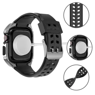 Kingxbar CYF136 2w1 pancerne etui Apple Watch 8, 7 (45 mm) ze stali nierdzewnej z paskiem srebrne - Akcesoria do smartwatchy - miniaturka - grafika 4