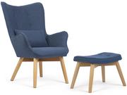 Fotele - Sofotel Fotel uszak z podnóżkiem Norse niebieski 2042 - miniaturka - grafika 1