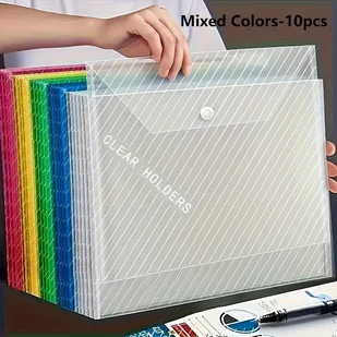 TEMU 10 Sztuk Plastikowych Pudełek Na Dokumenty A4, Wodoodporny Organizator Dokumentów, Trwała Zamka Na Guziki, Przezroczysty, Do Przechowywania - Inne - miniaturka - grafika 1