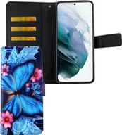Etui i futerały do telefonów - Etui na telefon Samsung Galaxy S21 Plus Etui ochronne z klapką i miejscem na kartę Niebieski motyl - miniaturka - grafika 1