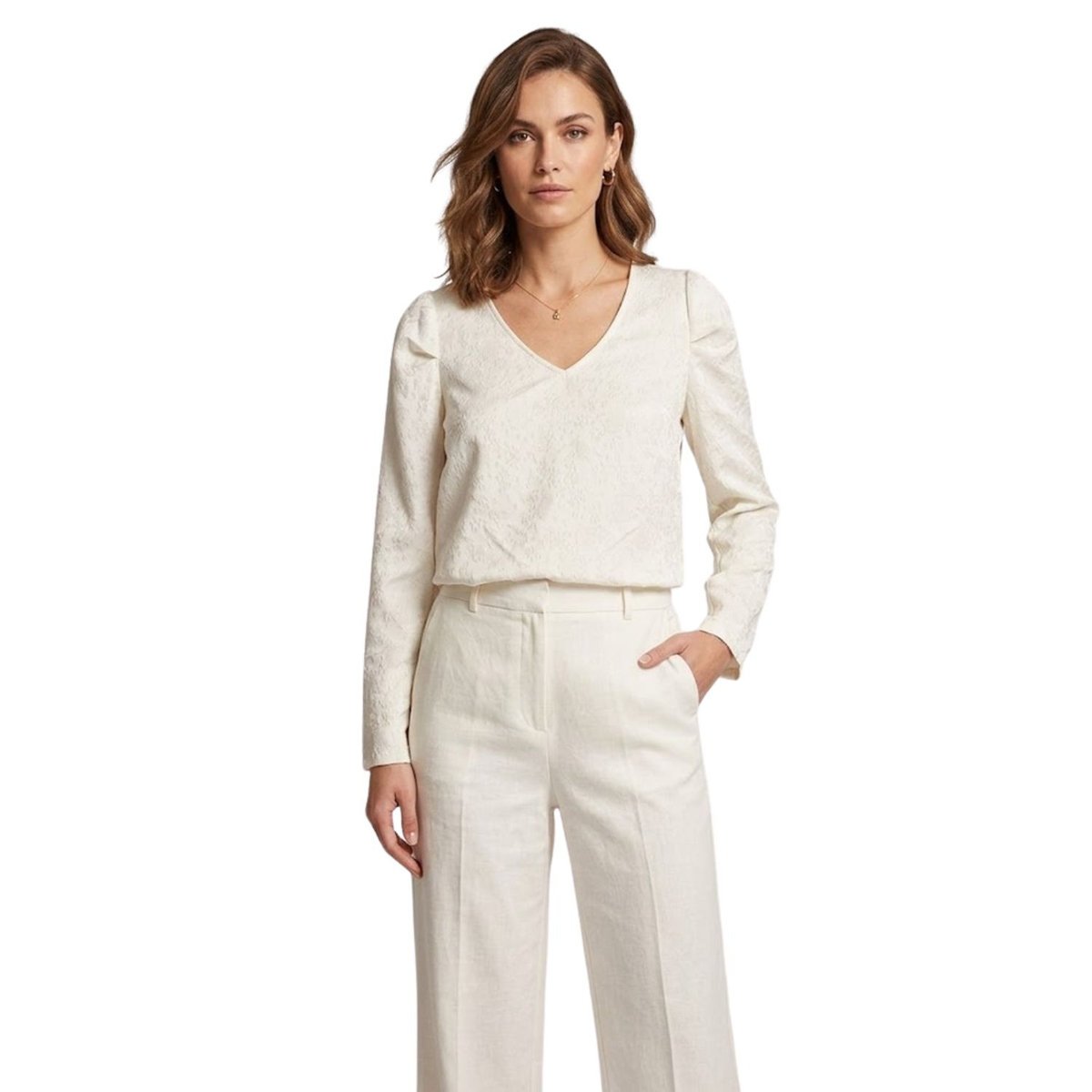 Bluzka damska Sinequanone Camargue ecru z haftami elegancka-S