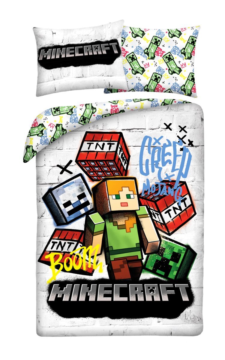 Pościel dziecięca Minecraft 140 x 200 cm Halantex Steve Creeper Mikrofibra
