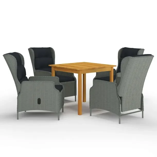 Zestaw jadalniany do ogrodu z akacji, 85x85x74 cm, jasnoszary rattan PE