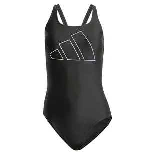 adidas Damski strój kąpielowy Big Bars, 91 cm czarny, Czarny, 128 - Stroje kąpielowe - miniaturka - grafika 1