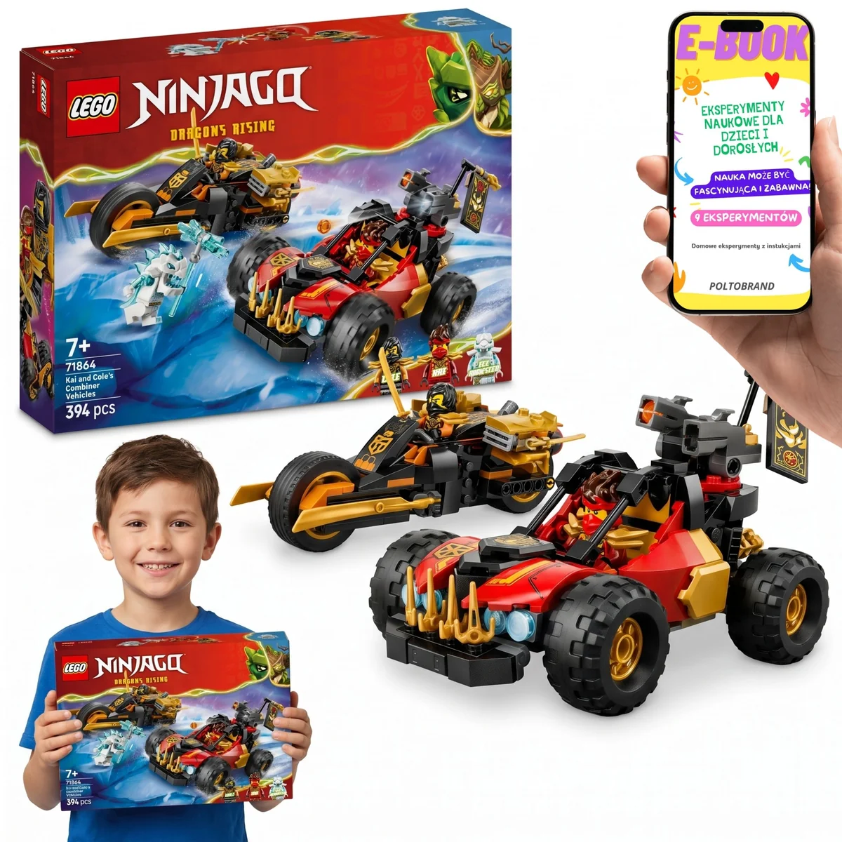LEGO Ninjago Wielofunkcyjne Pojazdy Kaia i Cole'a 71864 • 2 pojazdy • 394 el.