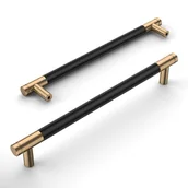 Zawiasy, okucia i inne akcesoria - 10 sztuk czarno-złotych uchwytów do szafek kuchennych, 192 mm, uchwyty meblowe ze stopu złota ze śrubami, do biurek, szuflad, szafek i kredensów - miniaturka - grafika 1