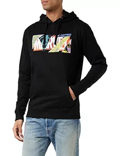 Marvel Męska bluza z kapturem z logo Scrapbook, czarny, S - Bluzy męskie - miniaturka - grafika 1