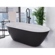 Wanny - Besco Moya Black & White wanna wolnostojąca 160x68 cm owalna biały/czarny/złoty #WMD-160-MWG - miniaturka - grafika 1