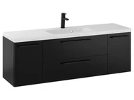 Szafki łazienkowe - Szafka Wisząca Z Umywalką RON 140 cm D - Czarny Mat - Uchwyty Czarne Matowe - miniaturka - grafika 1