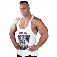 Koszulki męskie - Beltor Koszulka Męska Bez Rękawów Stringer Pain Is Temporary Biała S - miniaturka - grafika 1