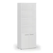 Szafy biurowe - Szafa biurowa kombinowana PRIMO WHITE, drzwi na 2 poziomach, 2128 x 800 x 420 mm, biała - miniaturka - grafika 1