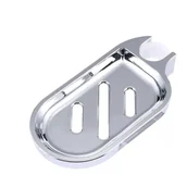 Mydelniczki i dozowniki mydła - Mydelniczka plastikowa z regulowanym drążkiem prysznicowym i przesuwanym uchwytem na mydło, srebrna - miniaturka - grafika 1