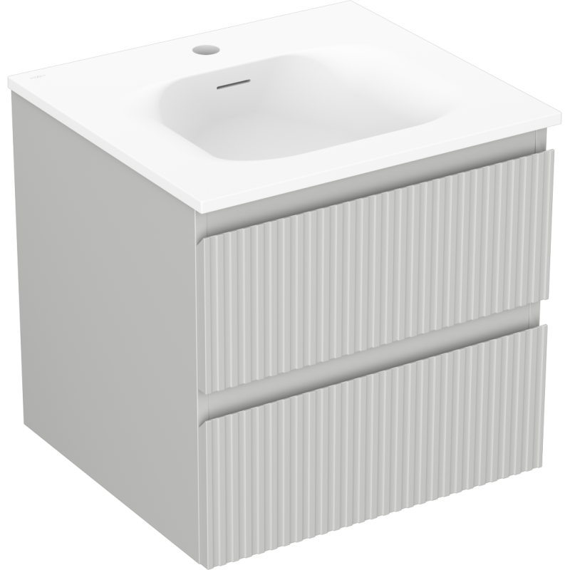 Mexen Rivel szafka łazienkowa 50 cm z umywalką Vela, 2 szuflady, ryflowana , szara mat/biała mat - 91A20-05047-2-BFF62-W23M01
