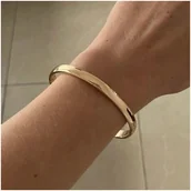 Bransoletki - Złota Bransoletka Sztywna Klasyczna Dla Niej 18K Stal Chirurgiczna + Gratis - miniaturka - grafika 1