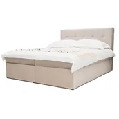 Łóżka - Łóżko kontynentalne z pojemnikiem CORA | 180x200 | Beżowy | Topper - miniaturka - grafika 1