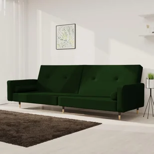 2-osobowa kanapa, 2 poduszki, ciemnozielona, aksamitna Lumarko! - Sofy i kanapy - miniaturka - grafika 1