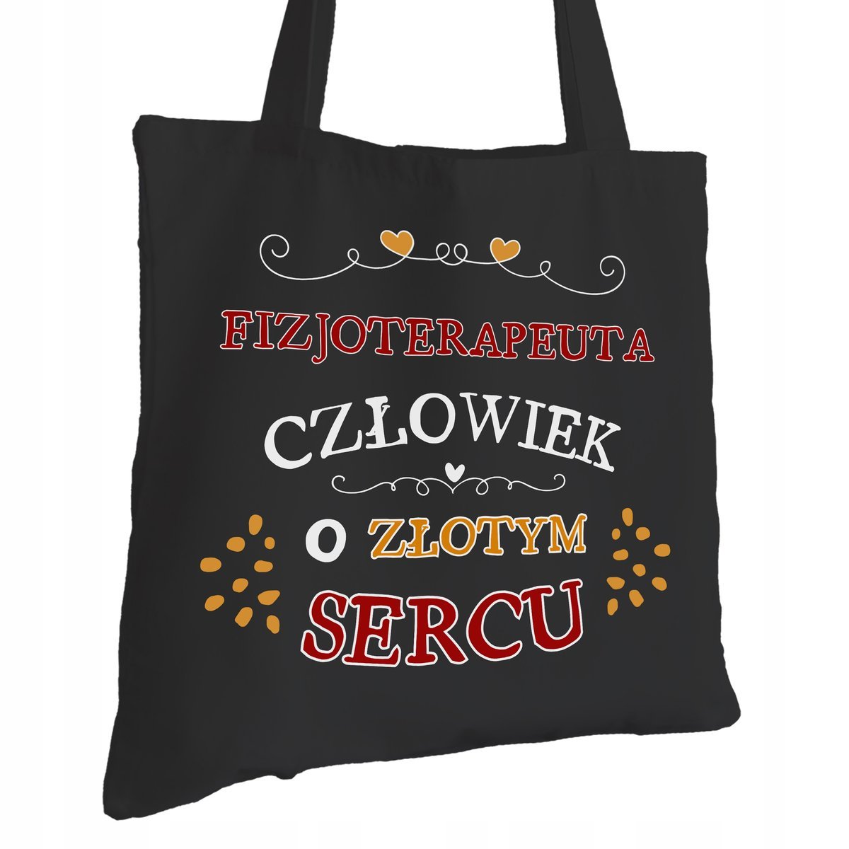 Torba Bawełniana dla Fizjoterapeuty Czarna Na Prezent Trwały Nadruk