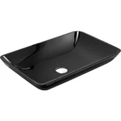 Umywalki - Mexen Megan szklana umywalka nablatowa 56 x 36 cm, czarna - 24135670 - miniaturka - grafika 1