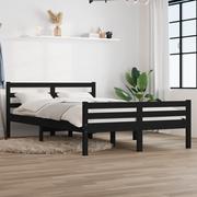 Łóżka - Lumarko Rama łóżka, czarna, lite drewno, 140 x 190 cm - miniaturka - grafika 1