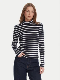 Tommy Hilfiger Bluzka WW0WW47307 Granatowy Slim Fit - Bluzki damskie - miniaturka - grafika 1
