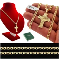 Biżuteria dla dzieci - PAMIĄTKA BIERZMOWANIA KOMUNII ŚWIĘTEJ CHRZTU ZŁOTY ŁAŃCUSZEK+KRZYŻYK GRAWER - miniaturka - grafika 1