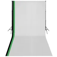Akcesoria fotograficzne - vidaXL Zestaw fotograficzny z 3 tłami z bawełny i stelażem 3x6 m 275420 - miniaturka - grafika 1