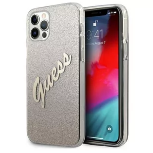 Guess GUHCP12LPCUGLSGO iPhone 12 Pro Max 6,7" złoty/gold hardcase Glitter Gradient Script GUE001092 - Etui i futerały do telefonów - miniaturka - grafika 2